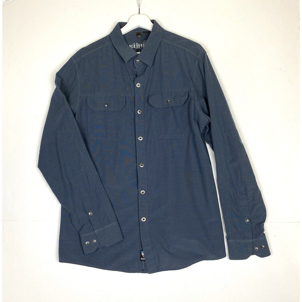 Kuhl Mens Blue Stripe Long Sleeve Button Down Hiking Shirt Size M Utility Casual